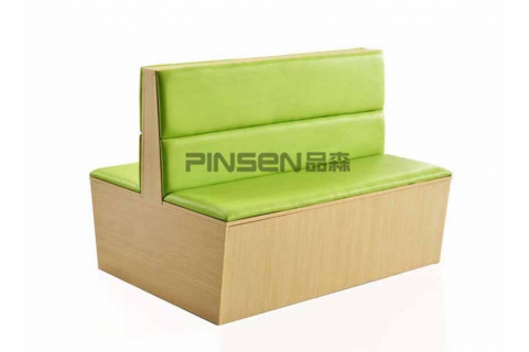 簡約實木皮革軟包飯店餐廳雙面卡座沙發(fā)