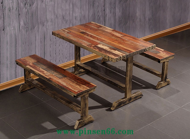 美式復(fù)古loft桌椅 實(shí)木西餐廳餐桌椅