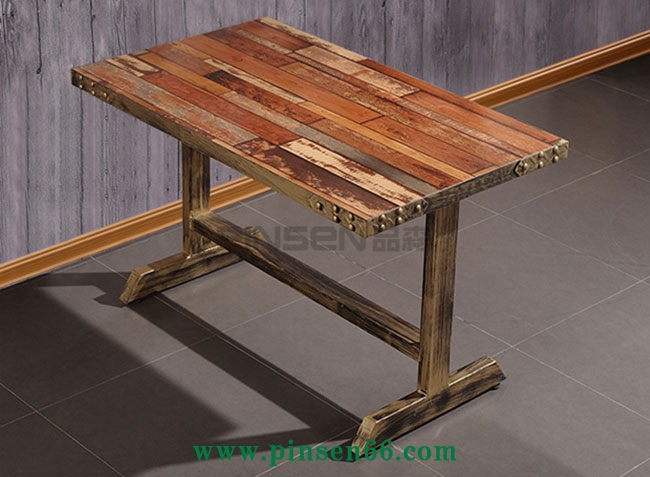 美式復(fù)古loft桌椅 實(shí)木西餐廳餐桌椅