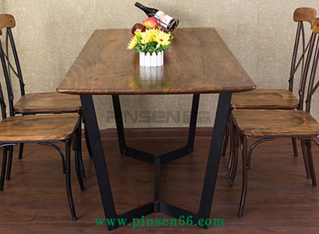 復古實木西餐廳餐桌椅