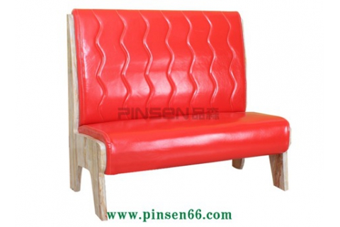 高腳紅色軟包實木餐廳卡座沙發(fā)