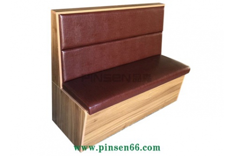 實(shí)木長方條狀軟包火鍋卡座沙發(fā)餐桌椅